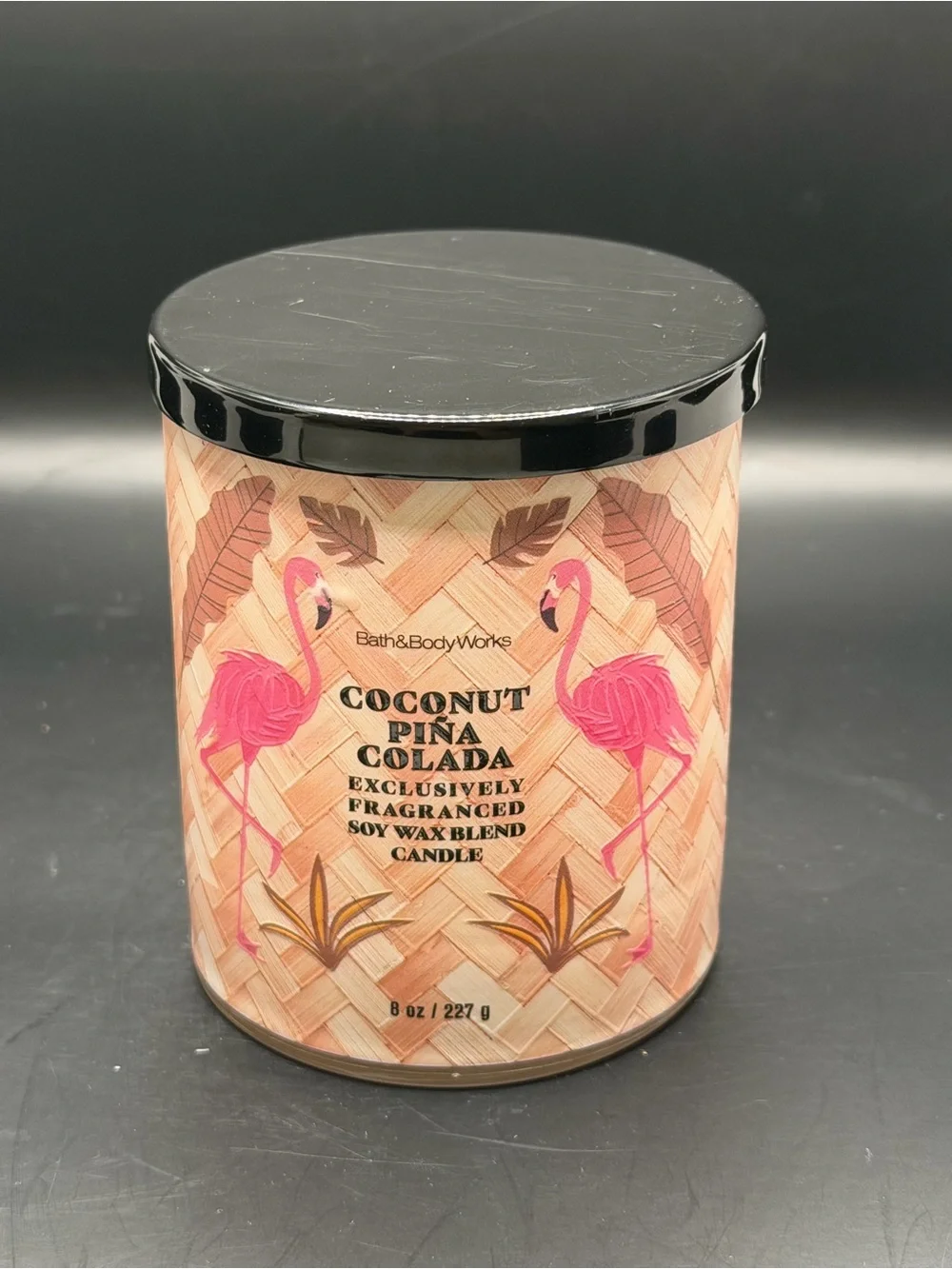 Bath & Body Works Coconut Piña Colada Soy Candle 8OZ- w/ Pink Flamingos